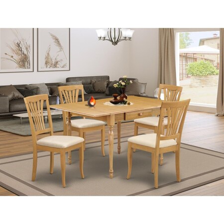 East West Furniture 5 Piece Monza Wood Dining Table Set - Oak MZAV5-OAK-C